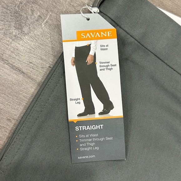 Men's SAVANE 40 x 30 Chino Pants Slacks Gray Straight Fit Cotton Comfort NWT - Picture 9 of 9